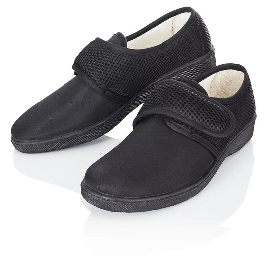 Stretch-Schuh Erding Damen Hausschuhe Klettverschluss Größe 38 Schwarz