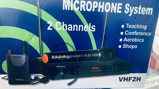 Ibiza - VHF2H - Drahtloses Mikrofonsystem mit 1 VHF-Handmikrofon, 1 VHF-Kopfbüge