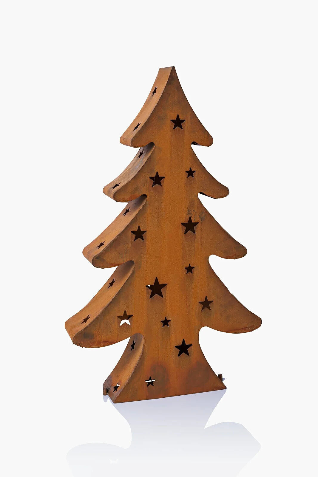 Tannenbaum mit LED-Lichterkette (Größe: 60 cm) Garten Deko aus Metall in Braun