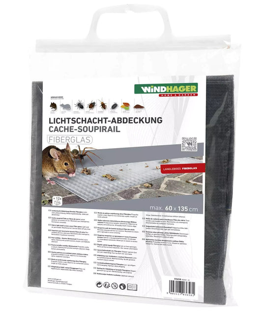 Windhager Fiberglasgewebe Abdeckung Schutz Lichtschacht Kellerschacht 60x135 cm