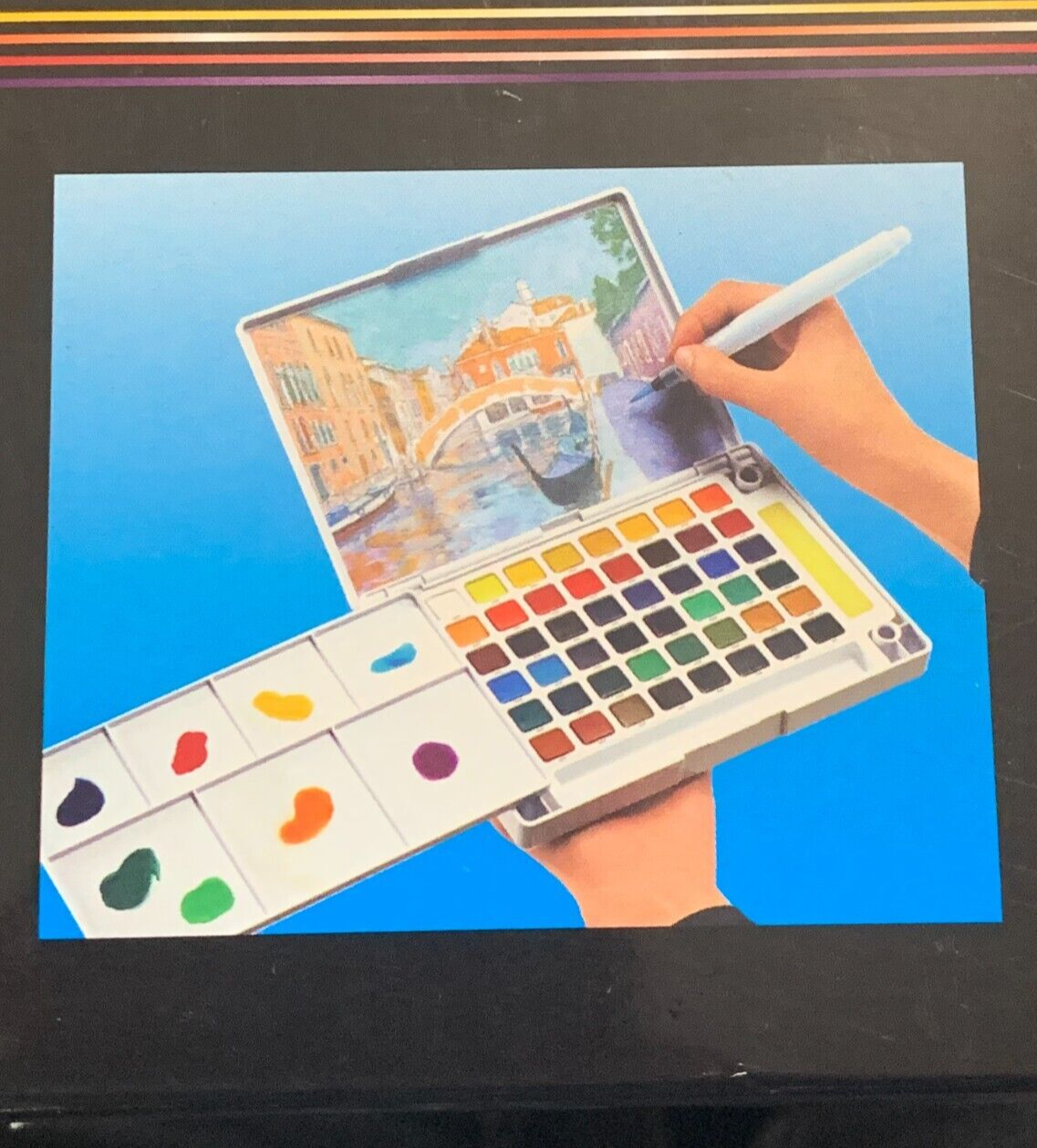 Sakura Kunststoffbox mit 48 Aquarellfarben und nachfüllbarem Pinsel, mehrfarbig