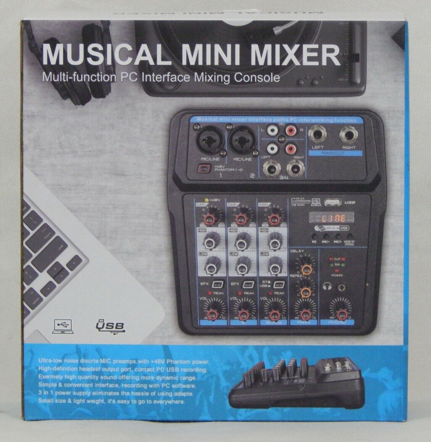 Depusheng U4 Portable 4-Kanal-Audio-Mixer DJ Equipment Disko