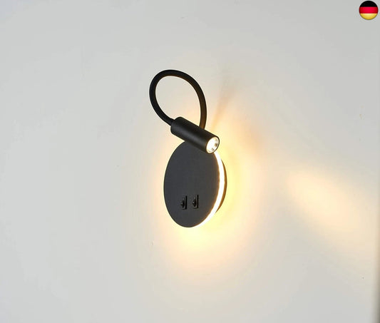 Budbuddy LED Leselampen Schwarz Leselicht mit Schalter Modern Bettleuchten