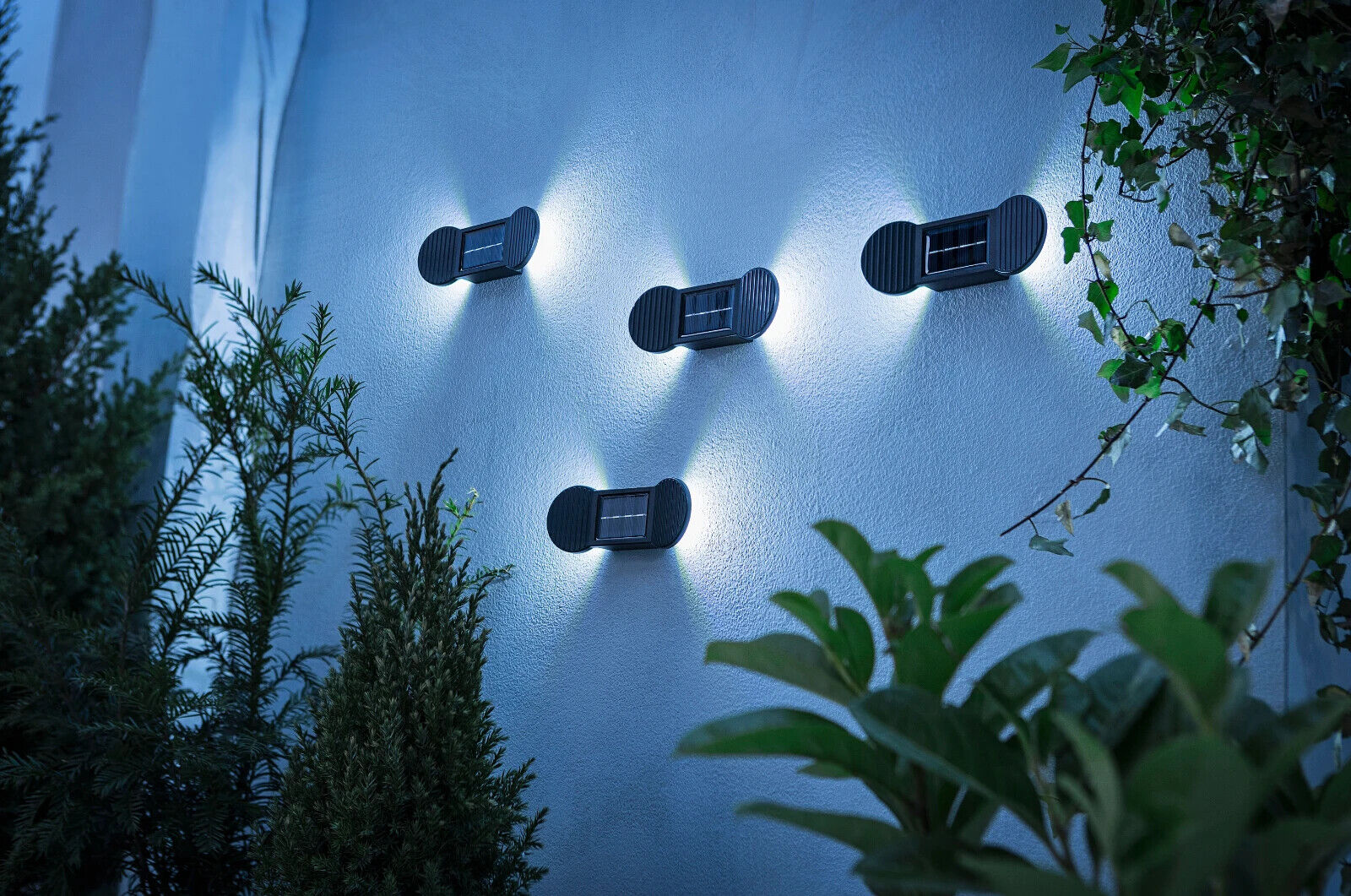 Solar Wandbeleuchtung 4er Set Haus Garten Garage Eingang Deko LED Beleuchtung