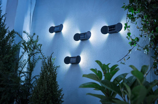 Solar Wandbeleuchtung 4er Set Haus Garten Garage Eingang Deko LED Beleuchtung