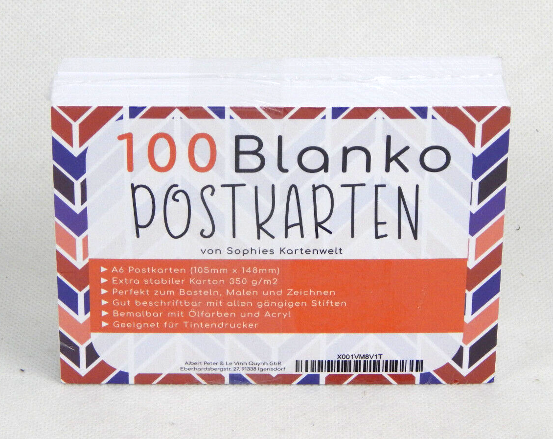 Blanko Postkarten Set mit 100 Karten - Gestalte und bedrucke deine eigenen Karte