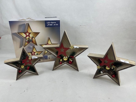 LED-Sterne "Xmas", 3er-Set Rot