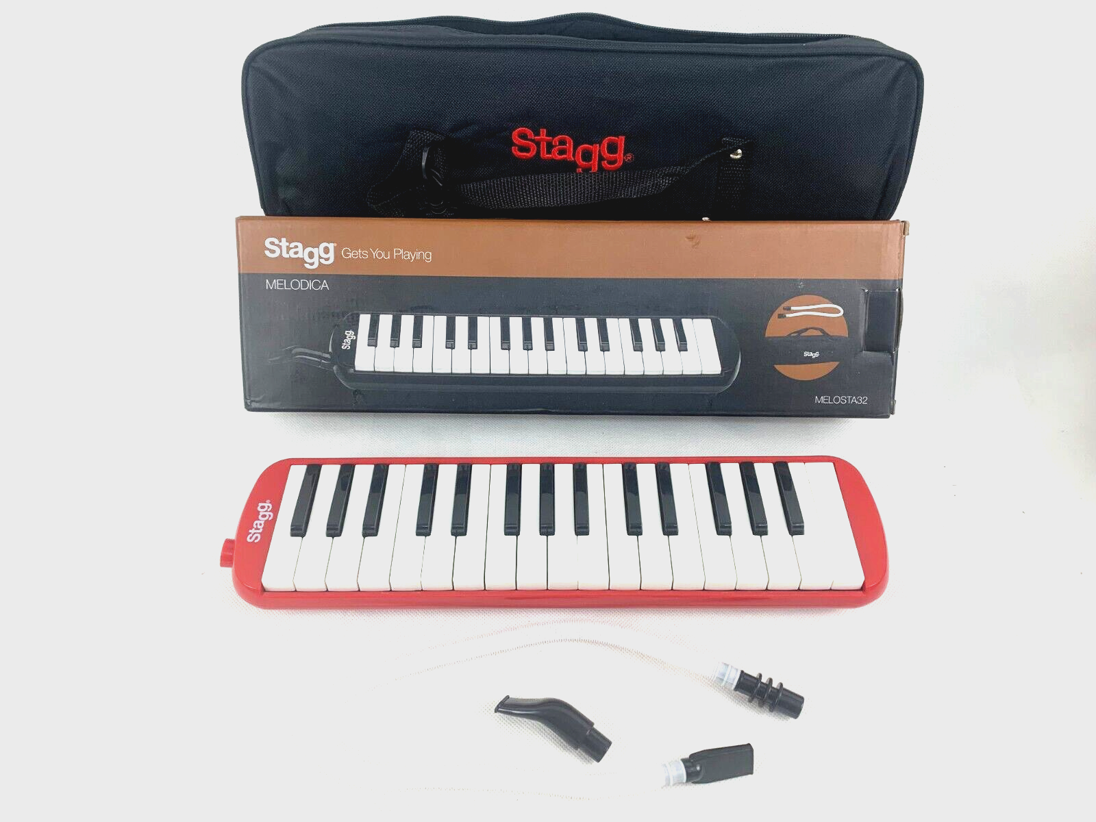 Stagg 32-Noten Melodica MELOSTA32RD mit Tasche, rot