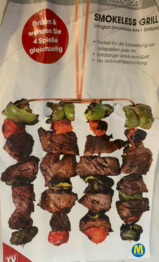5 mal Livington Smokeless 4 in 1 Grillspießgrillspieße