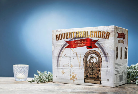 3D Puzzle Adventskalender "Nostalgie Holz-Uhr"