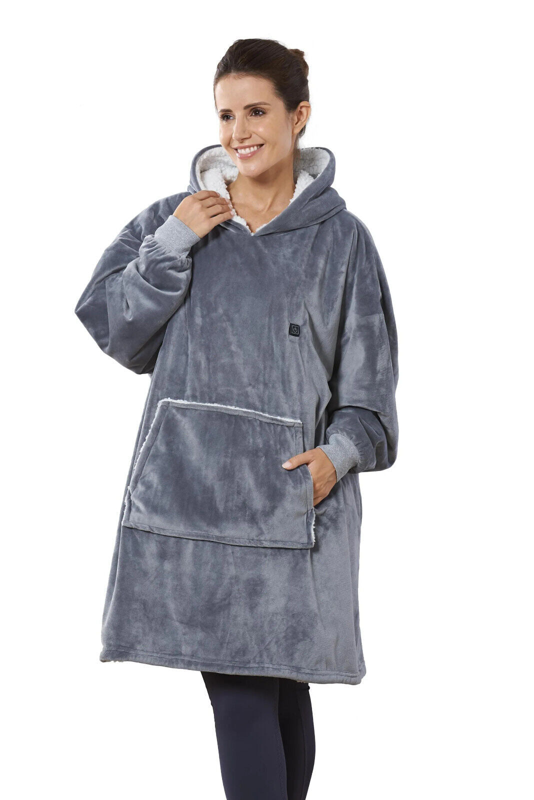 Orbisana Hoodie, beheizt Kuschelhoodie für Winter zum Wärmen Grau Kapuzen-Jacke