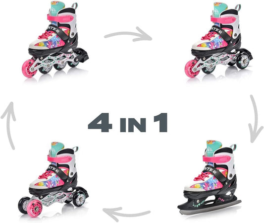 Meteor® Inline-Skates 4-in-1 Kinder-Inline-Skates Rollerblades Quad-Skates Carbo
