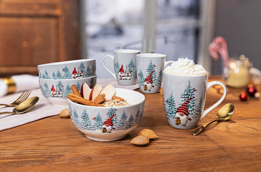 Tasse "Wichtel" 3er-Set 3 Henkeltassen aus Porzellan 340ml Kaffeetassen Teetasse