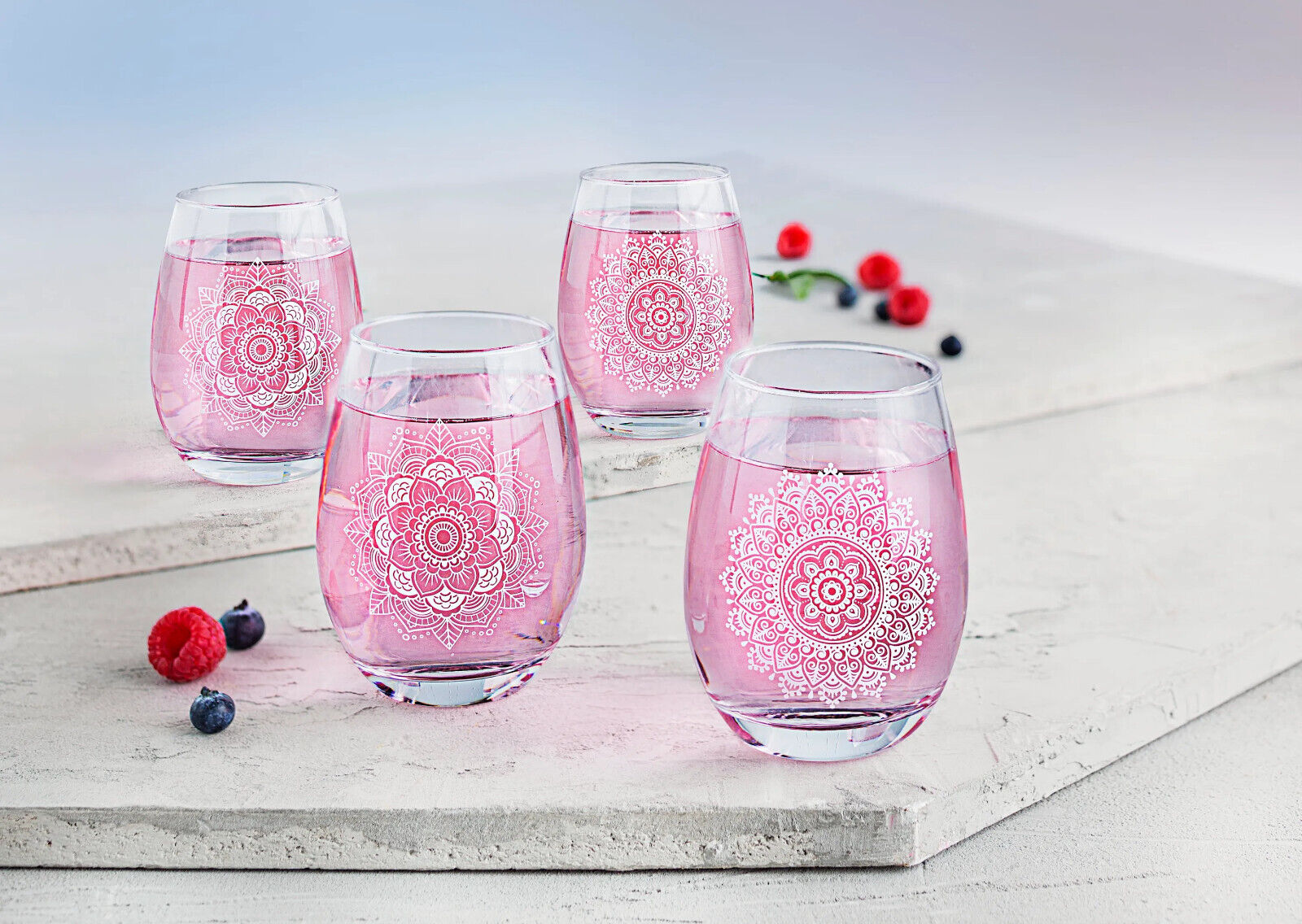 Trinkgläser Mandala 4er Set Glas Trinkglas Gläser je 450ml