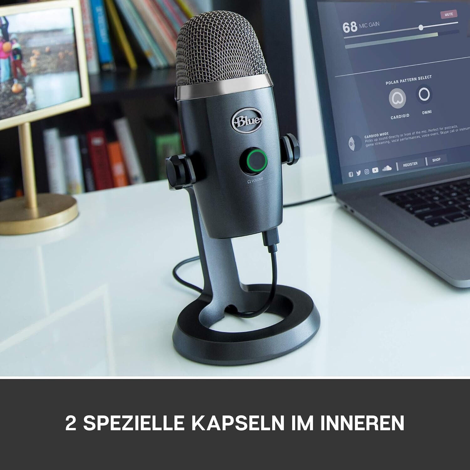 Blue Yeti Nano Premium USB-Mikrofon für Aufnahmen, Streaming, Gaming, Podcasting