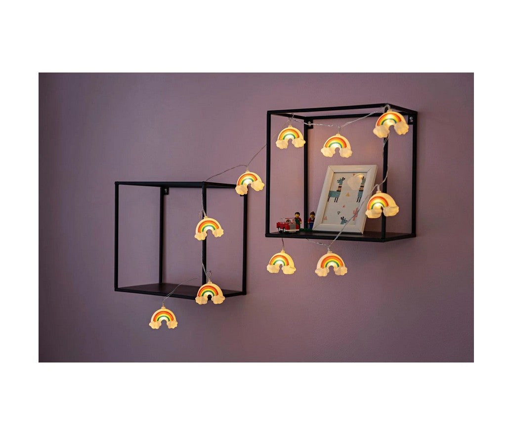 LED Lichterkette Rainbow 10 LEDs - Lichterkette Batterie Deko mit Timer