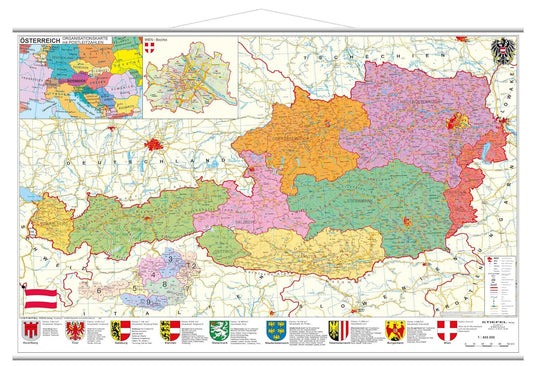 Österreich politisch (2008, Sheet map) 137 x 89 cm Poster AT Karte 1 : 455 000