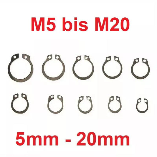Sicherungsring M5 bis M20 DIN 471 Außen, Seegering, Edelstahl A2, 5mm - 20mm