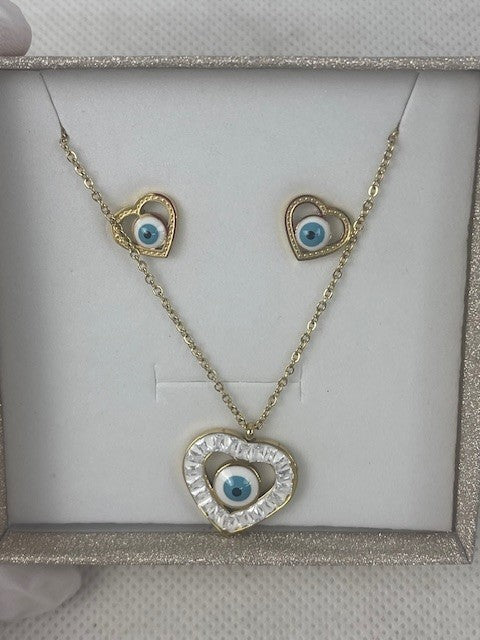 Halskette mit Auge mit Ohrringe