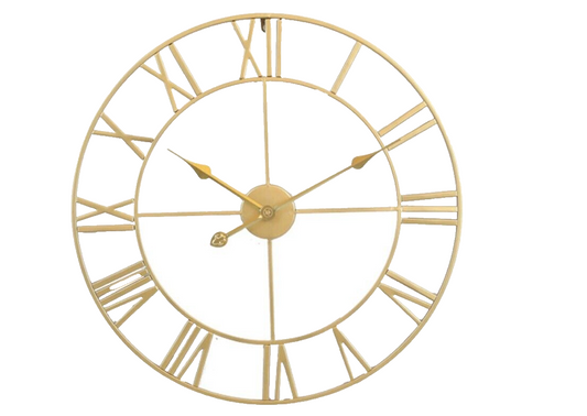 Große Metall Wanduhr 60cm Vintage-Wanduhr Leise Römischen Ziffern Gold