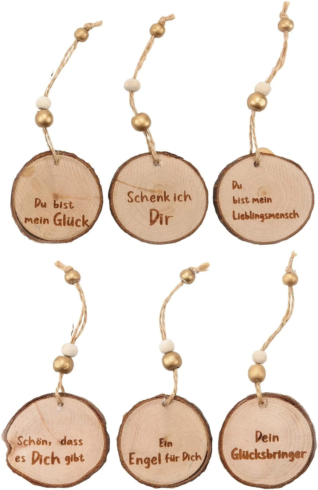 Geschenkanhänger Wood inklusive Grußkärtchen 6er-Set Holz Dekoration B-WARE