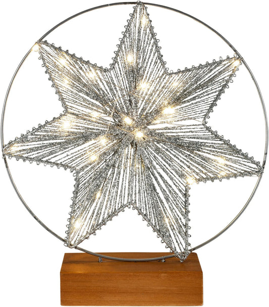LED-Stern "Brillantini" auf Holzsockel