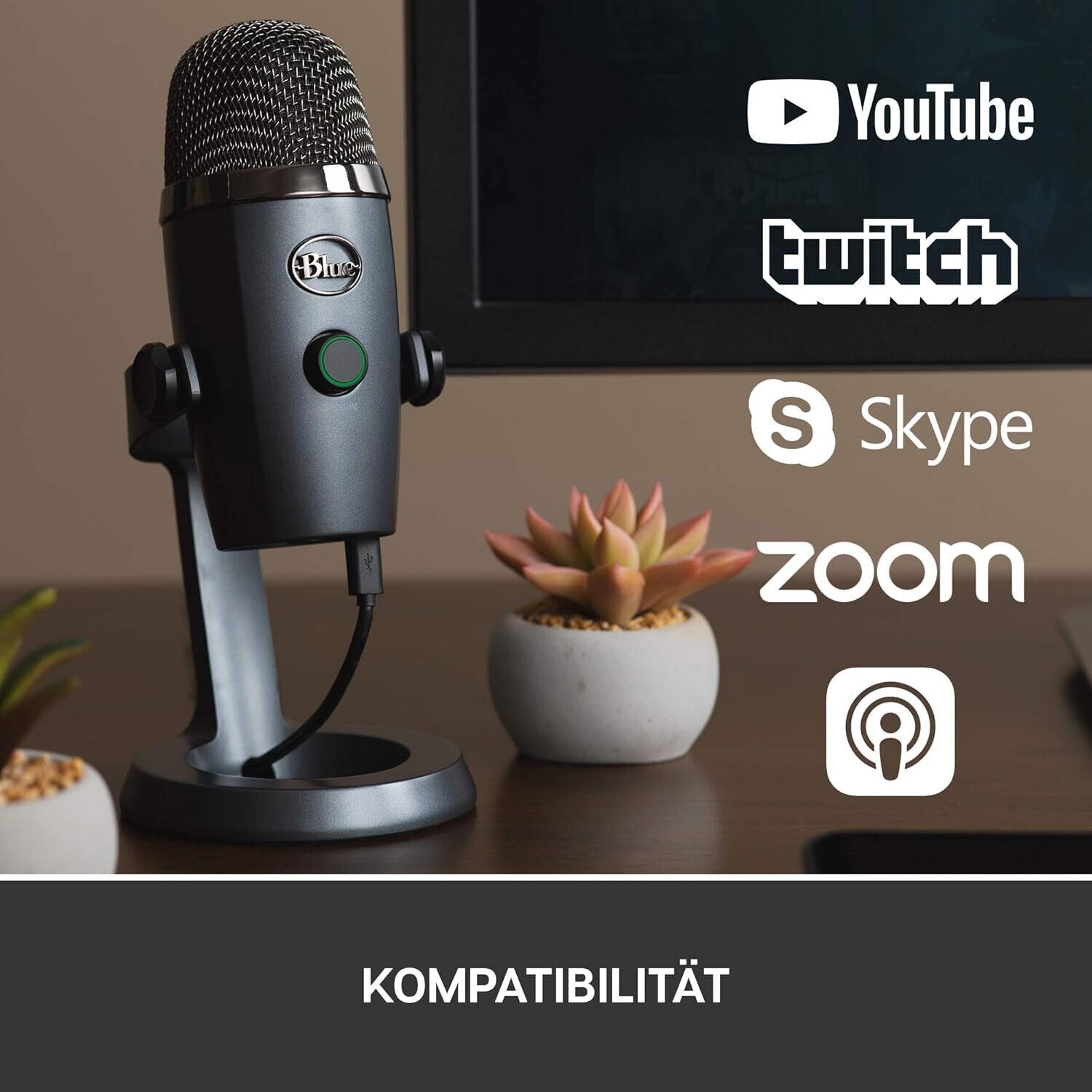 Blue Yeti Nano Premium USB-Mikrofon für Aufnahmen, Streaming, Gaming, Podcasting
