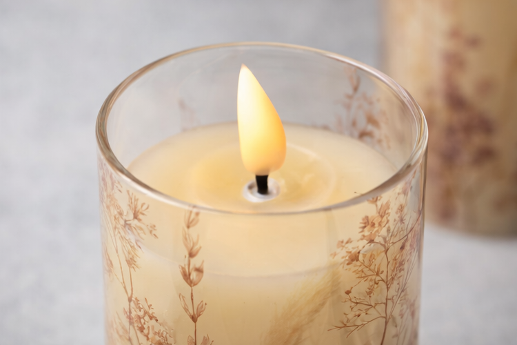 LED Echtwachskerzen FIORI im Glas 3er Set mit Timer flammenlos Deko