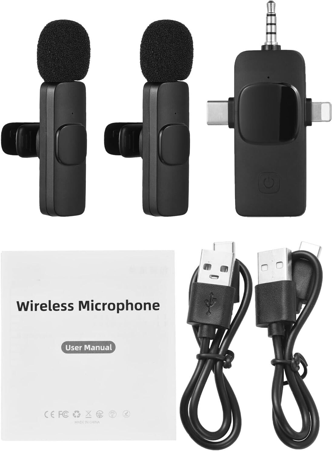 3-in-1 Wireless Halskette Clip Microphone Clip-on Mikrophon Mikrofon Transmitter