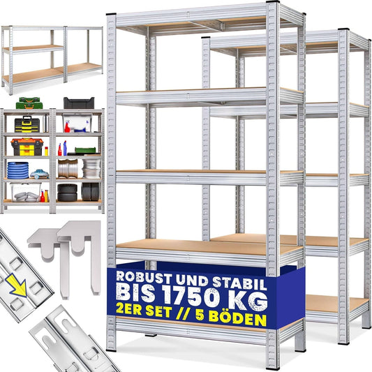 Schwere Lagerregale 875 kg - 5 boltlose Regale - Kellerregale / Werkstattregale