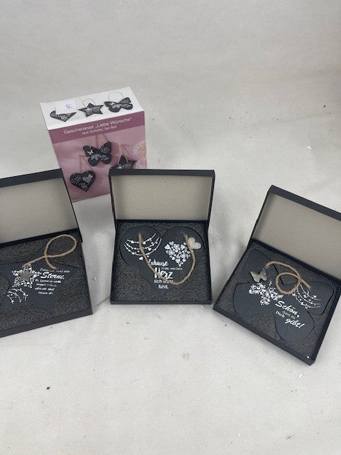 Geschenkset "Liebe Wünsche" aus Schiefer, 3er-Set (B-Ware)