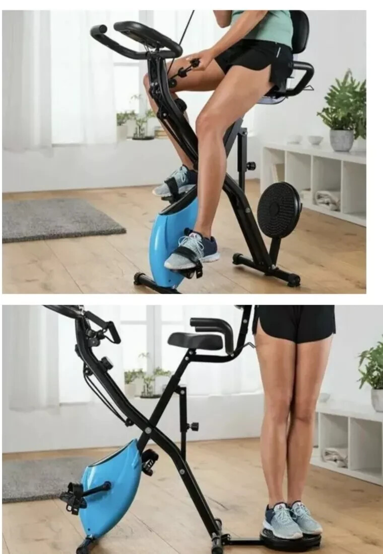Heimtrainer Fahrrad & Twist-Board Komfort Sitz Trimmrad klappbar Fitnessbike