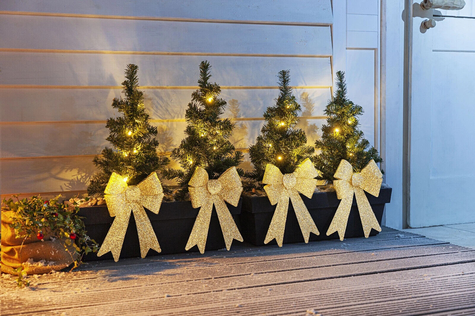 Lichter-Weihnachtsbäumchen, 4er-Set Drinnen & Draußen Kunsttanne LED Weihnachten