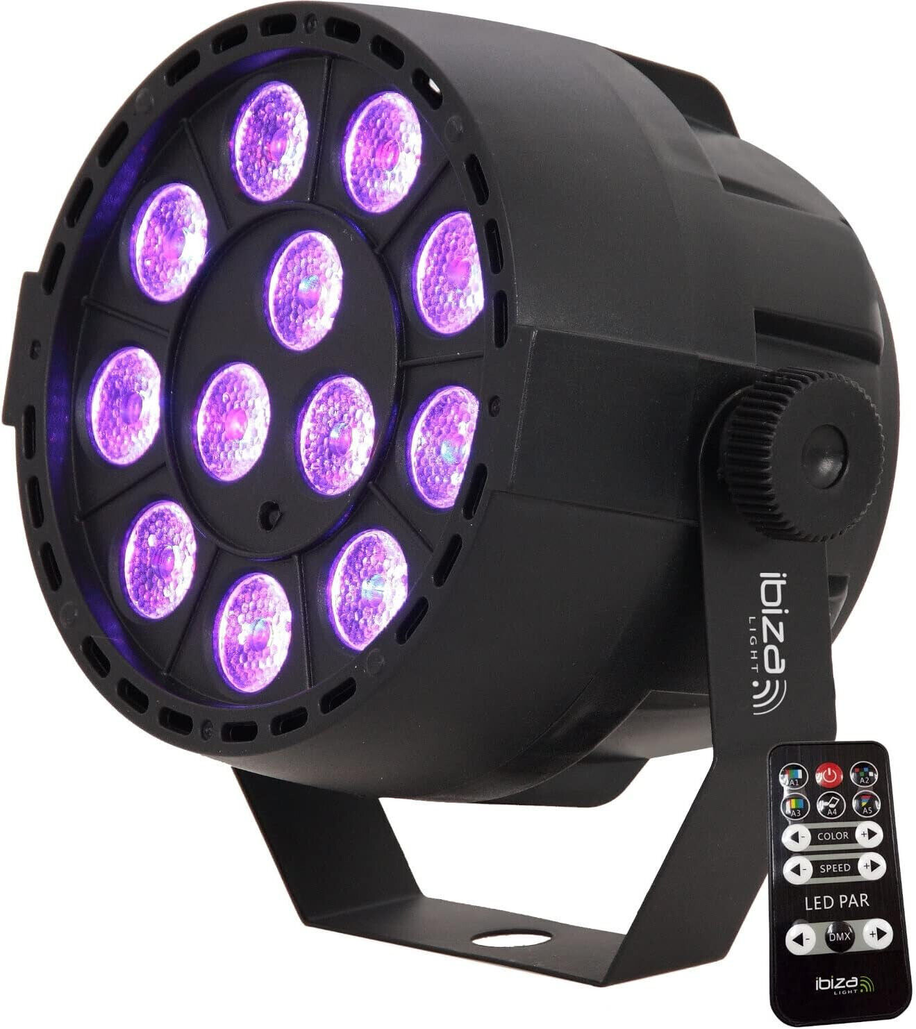 Ibiza - PAR-MINI-RGB3 - PAR-Scheinwerfer mit 12 RGB-LEDs mit je 3 W 3-IN-1