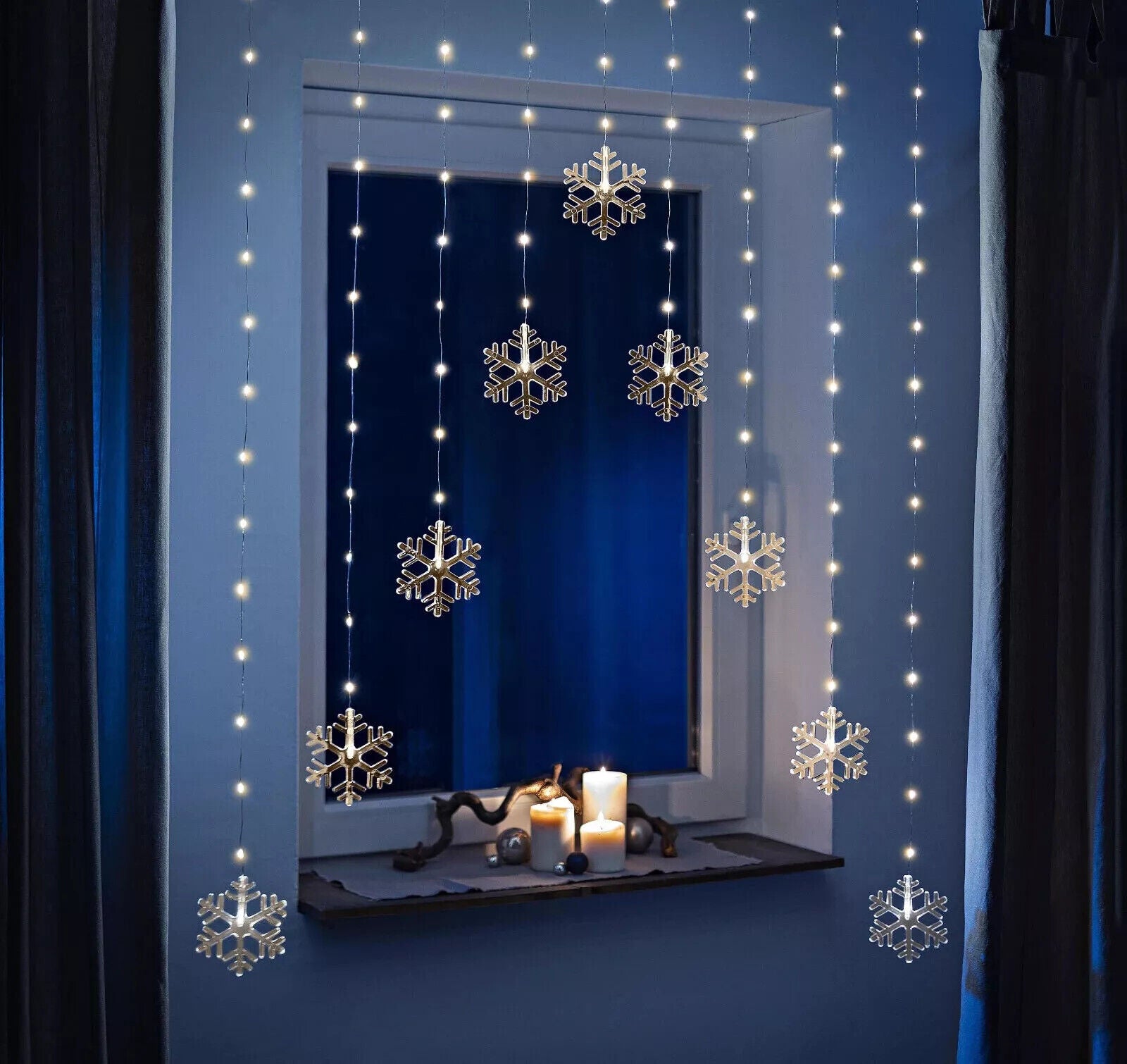 LED-Lichtervorhang "Snowflakes" 120cm, 96 LEDs Innen & Außen LED Dekoration