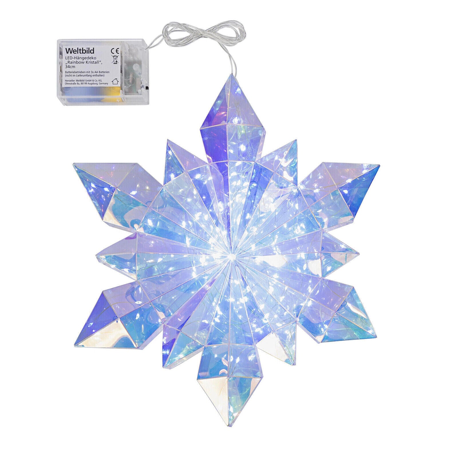 LED-Hängedeko "Rainbow Kristall", 34cm Stern Deko Wohnungsdeko Dekoration LED
