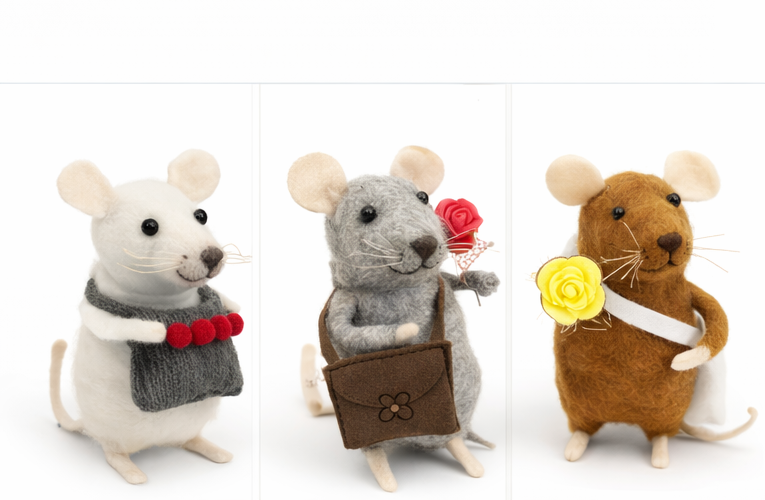 Geschenk-Mäuse Set 3er Filz Mäuse Figuren Deko Geschenkidee Weltbild