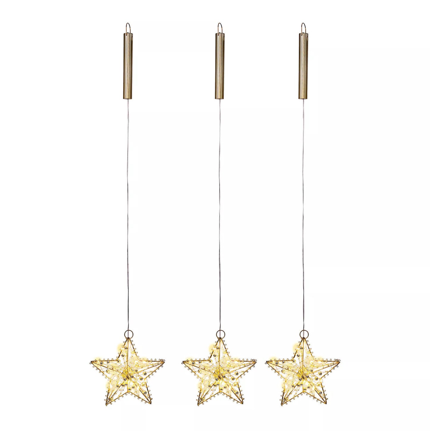 LED-Hängedeko Sterne "Pearl" 3er-Set Weihnachtsdeko Weihnachten Advent in Gold