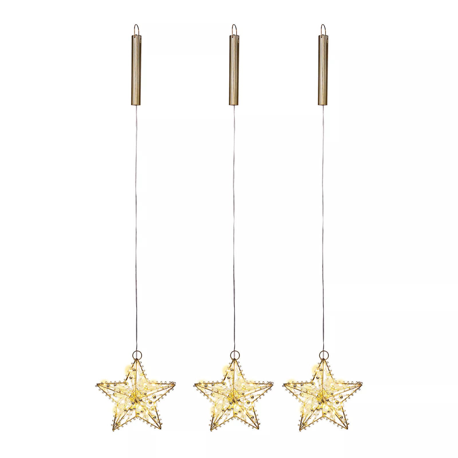 LED-Hängedeko Sterne "Pearl" 3er-Set Weihnachtsdeko Weihnachten Advent in Gold