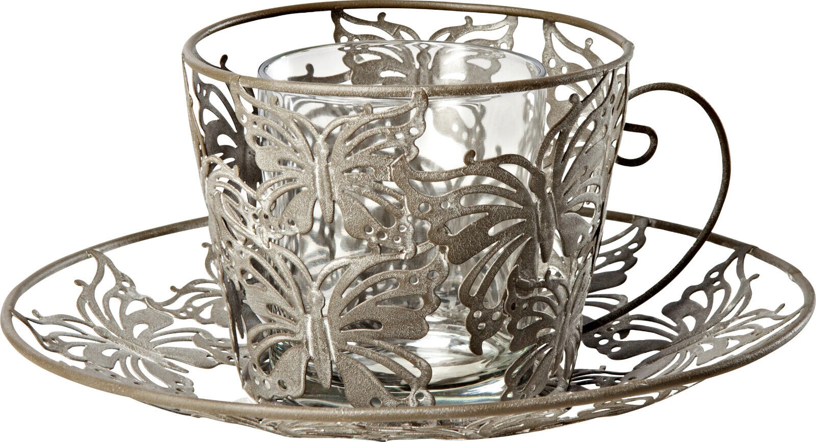 Windlicht "Tasse Farfalla" Deko Wohnungsdeko Dekoration aus Metall