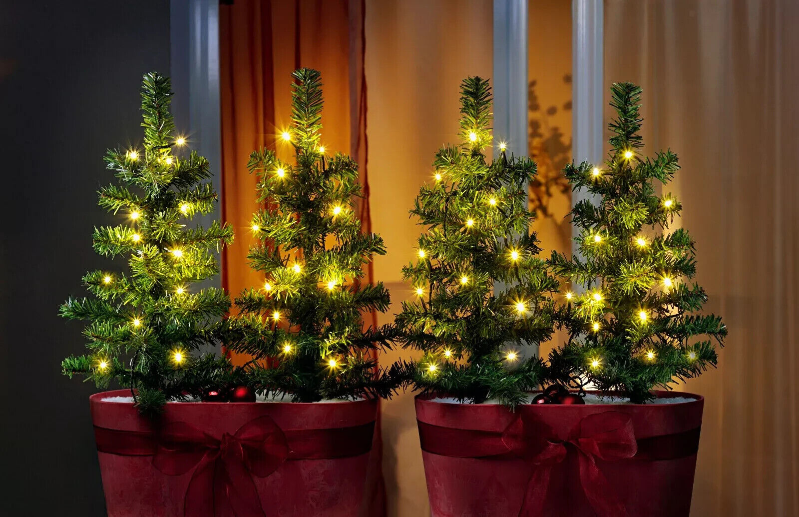 Lichter-Weihnachtsbäumchen, 4er-Set LED Advent Deko Weihnachten Dekoration