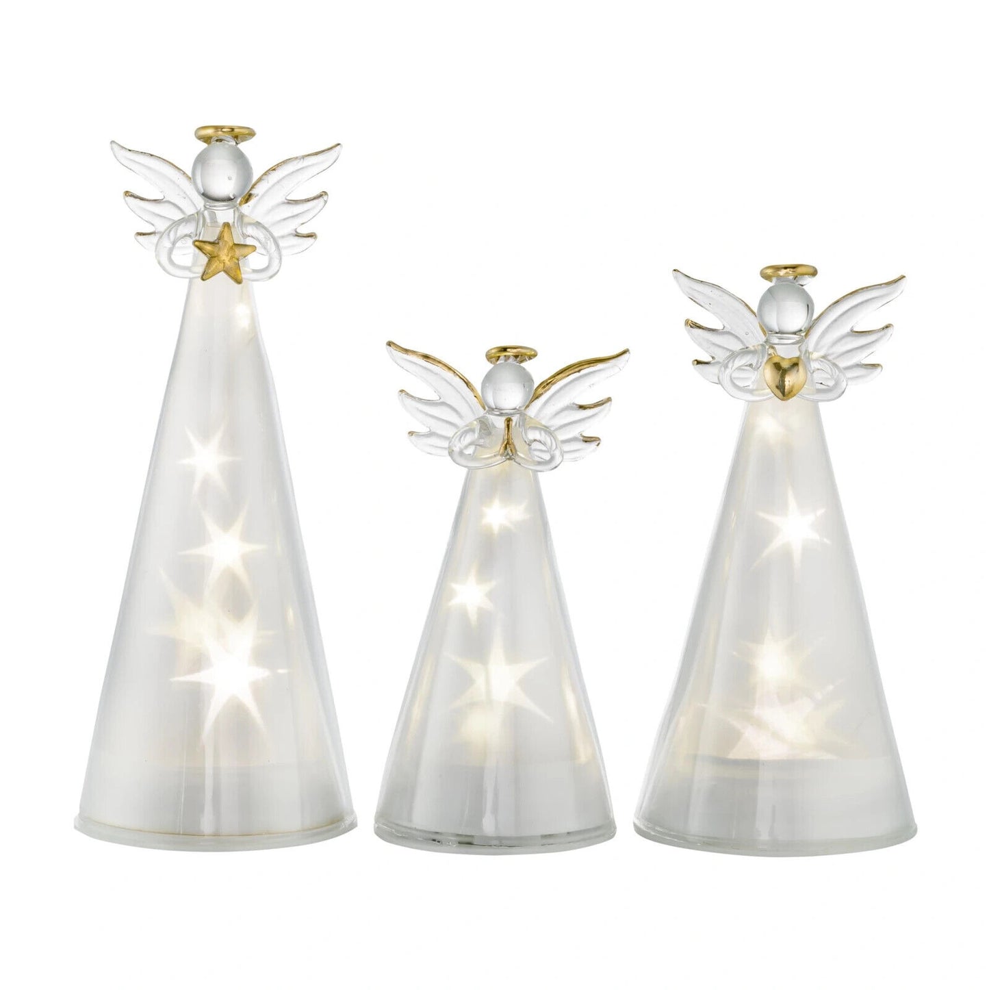 LED-Engel "Holy" aus Glas, 3er-Set Deko Weihnachtsdeko Advent Dekoration