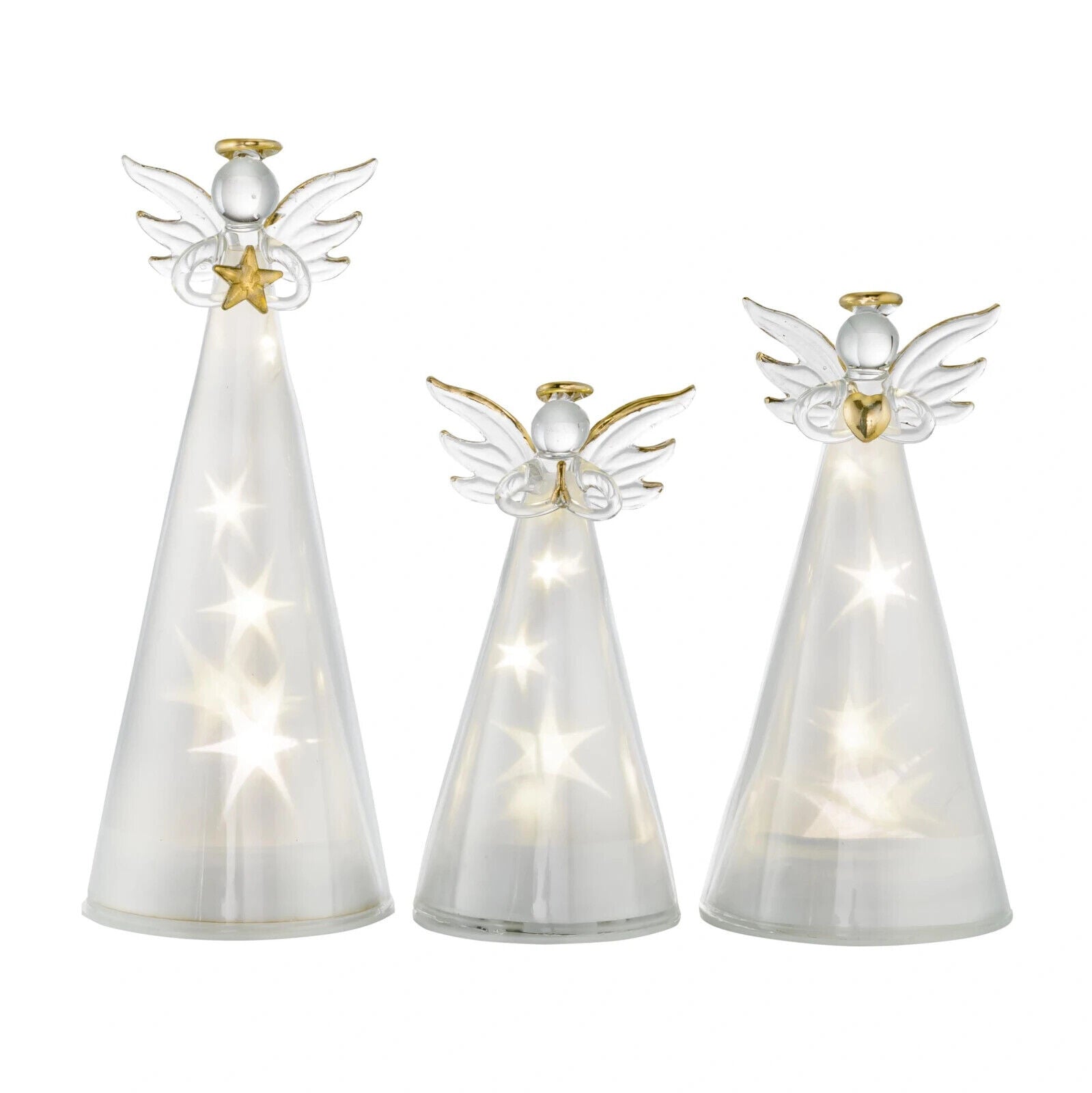 LED-Engel "Holy" aus Glas, 3er-Set Deko Weihnachtsdeko Advent Dekoration