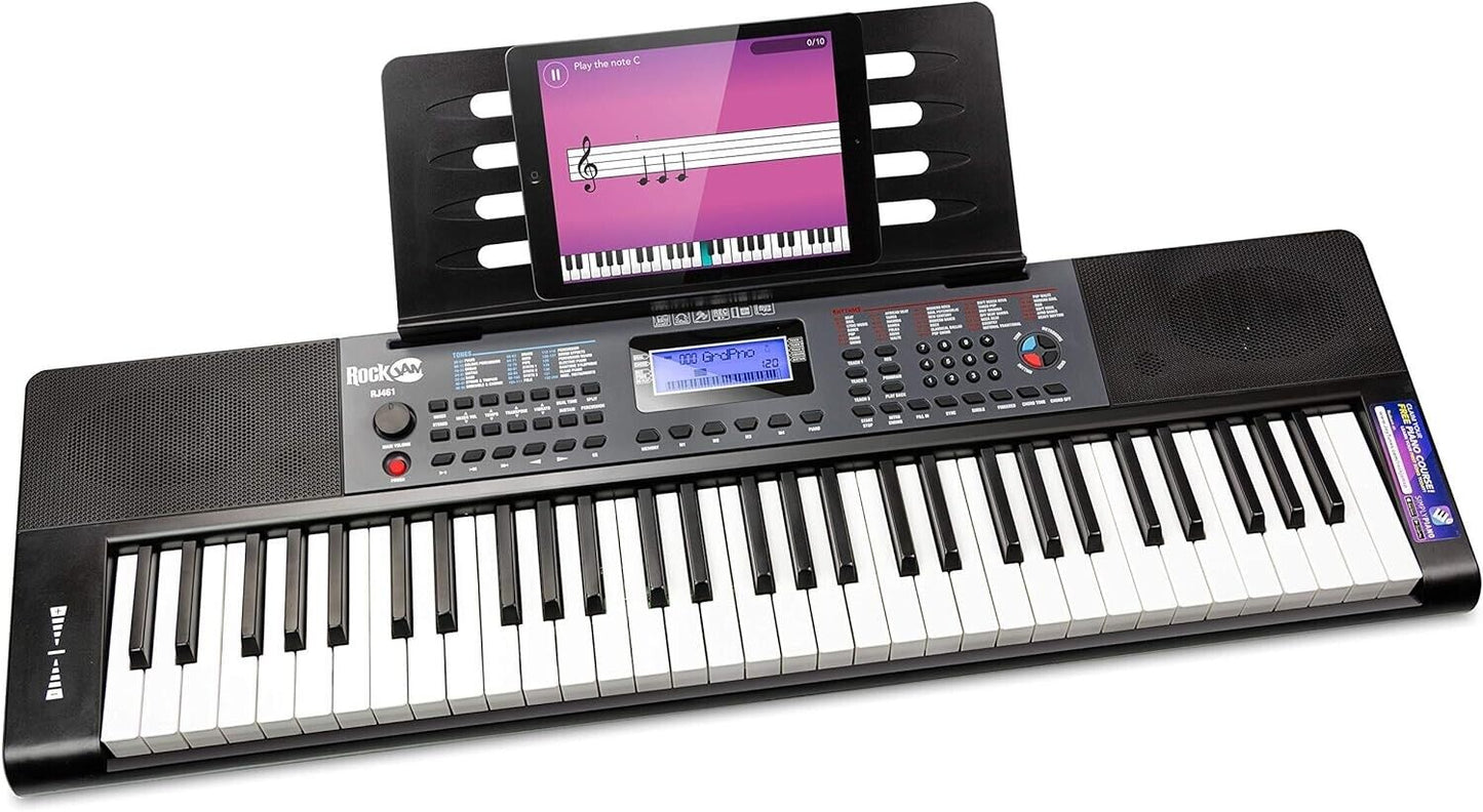 Keyboard RockJam RJ461 mit 61 Tasten Piano Pitch Bend Schwarz