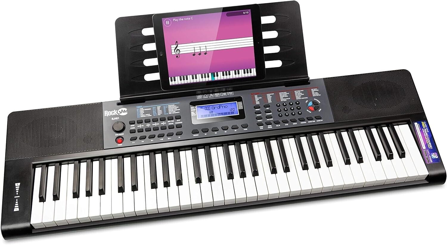 Keyboard RockJam RJ461 mit 61 Tasten Piano Pitch Bend Schwarz