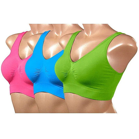 Ahh Bra 3er Set - Größe: XXXL - Pink, Blau, Limette Damen BH bei 30° Waschbar