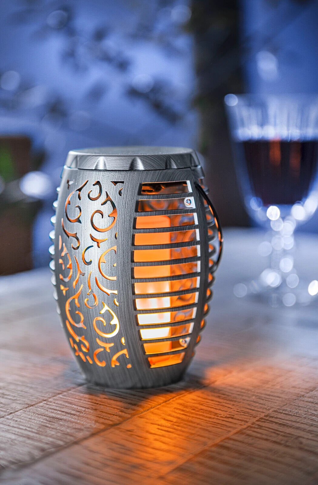 LED-Gartenstecker "Flame Silber" 2er-Set LED Beleuchtung Deko Gartendekoration
