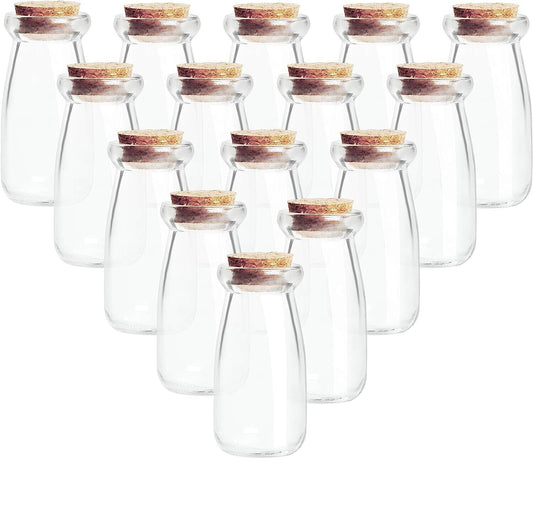 BELLE VOUS Mini Glasflaschen mit Korken, Etiketten und Schnur (30er Pack)