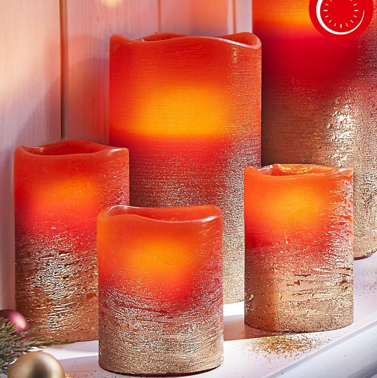 LED-Echtwachskerzen "Glamour", 7er-Set