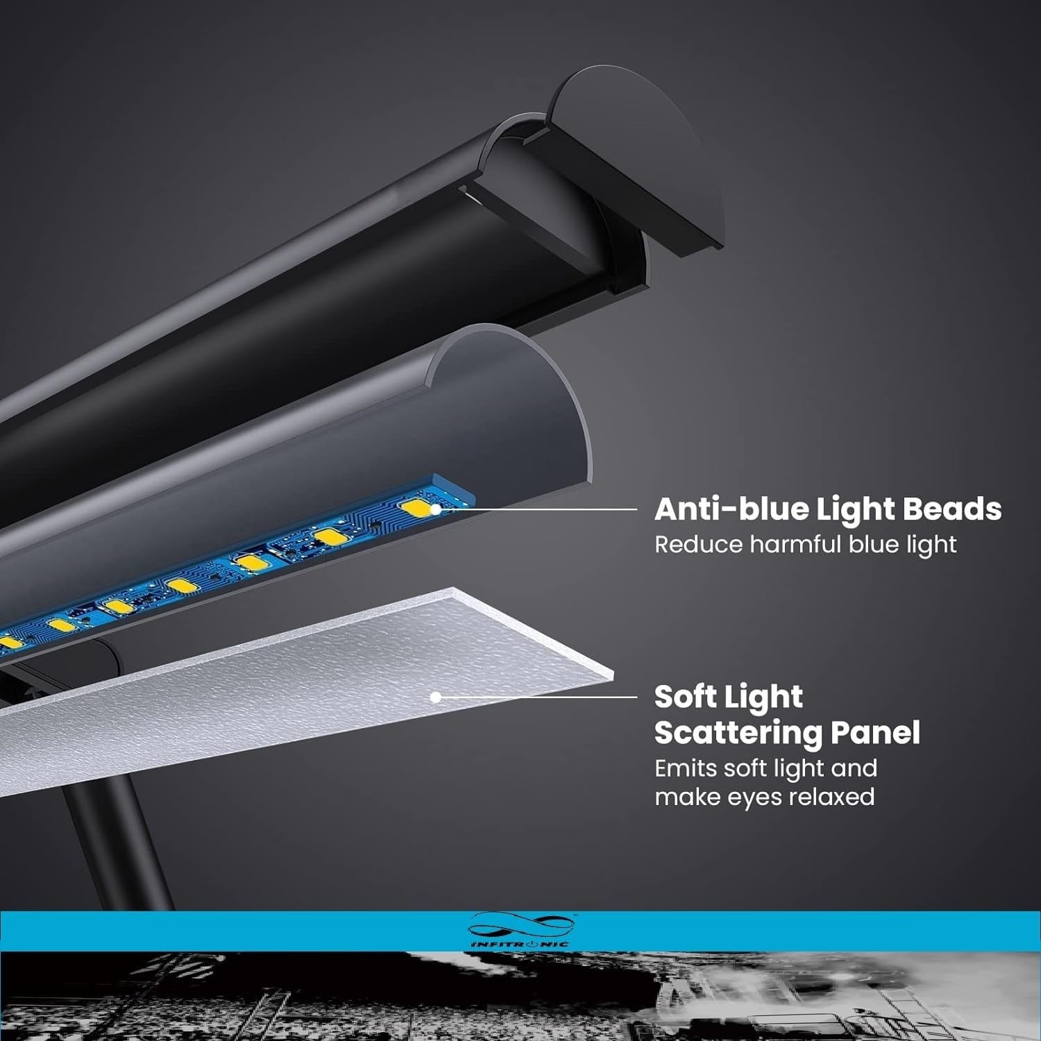 Infitronic IN18LEDNLR - 18 LEDs Wiederaufladbare Notenpultleuchte/Notenpultlampe